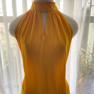 Yellow Button up- neck blouse